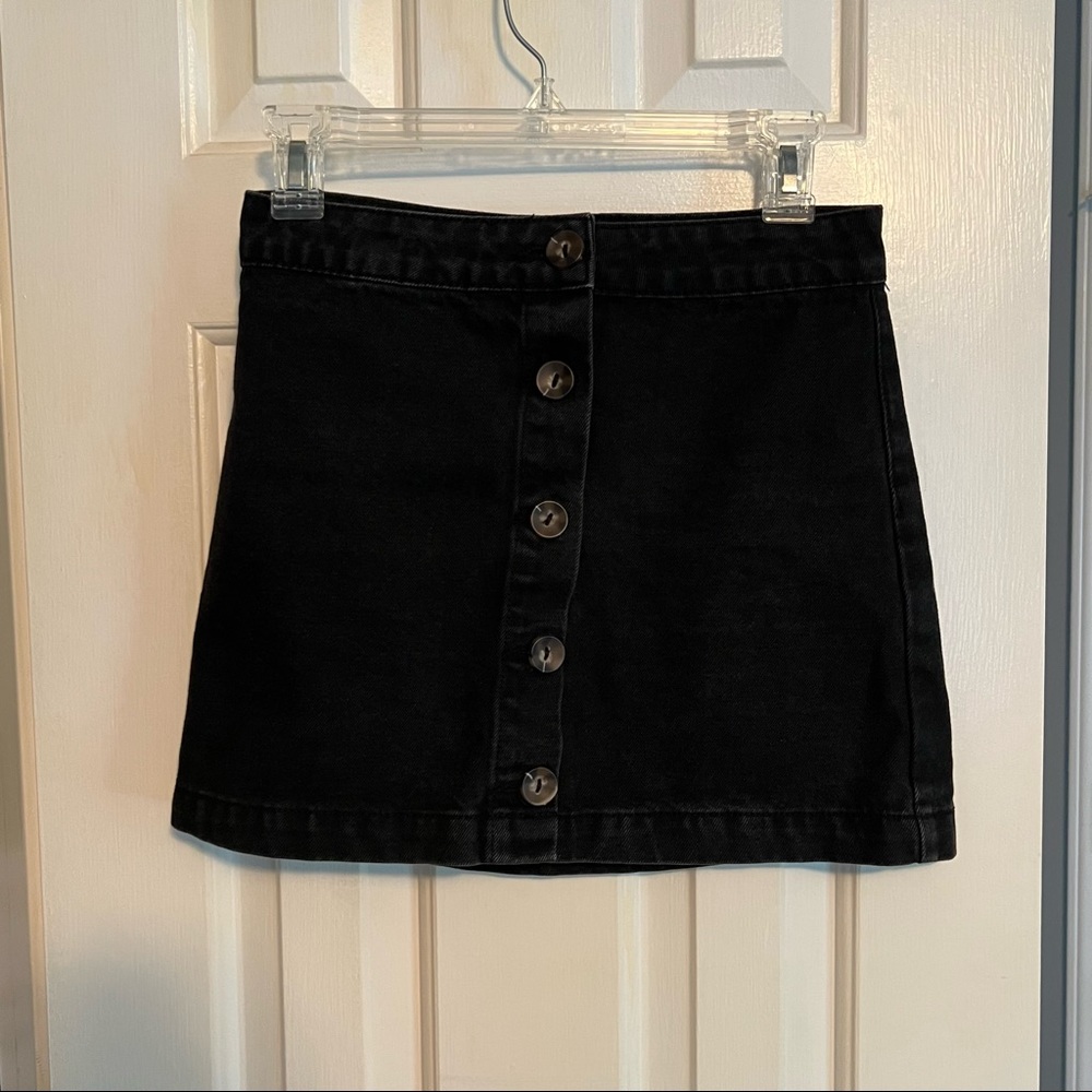 Forever 21 Black Button Up Mini Denim Skirt
